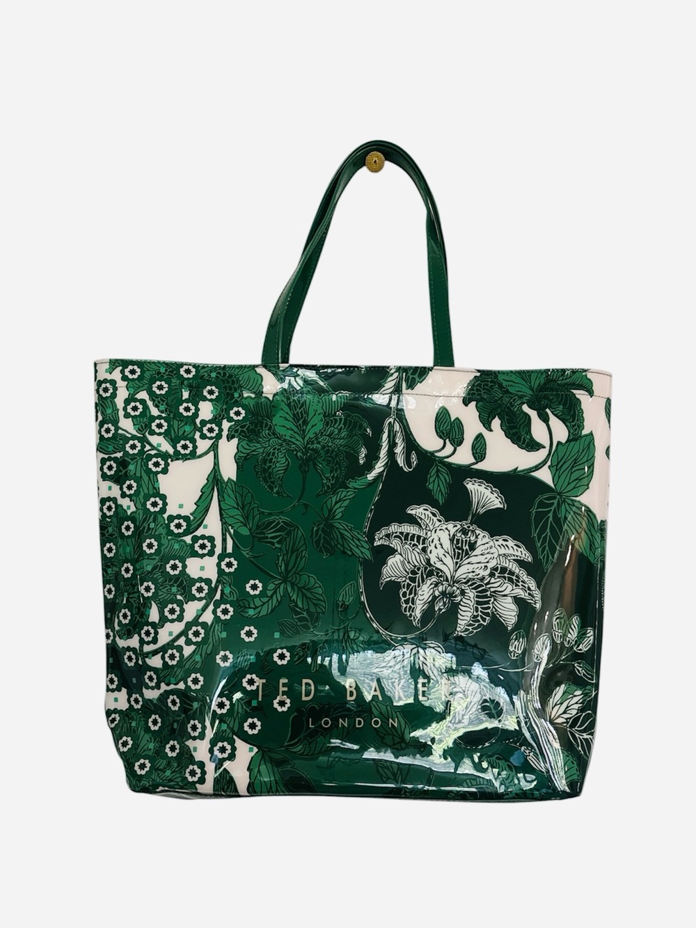 Ted Baker Rococo Icon Large Rolocon Tote Bag Green White Floral Travel Beach New - Picture 4 of 5